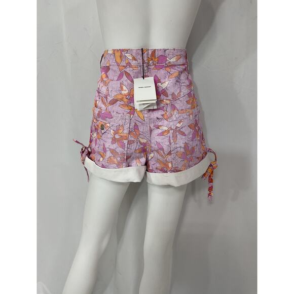 Isabel Marant 'Naesqui' Pink Floral Tie-Hem Denim Shorts Size 6 - NWT - Picture 3 of 5